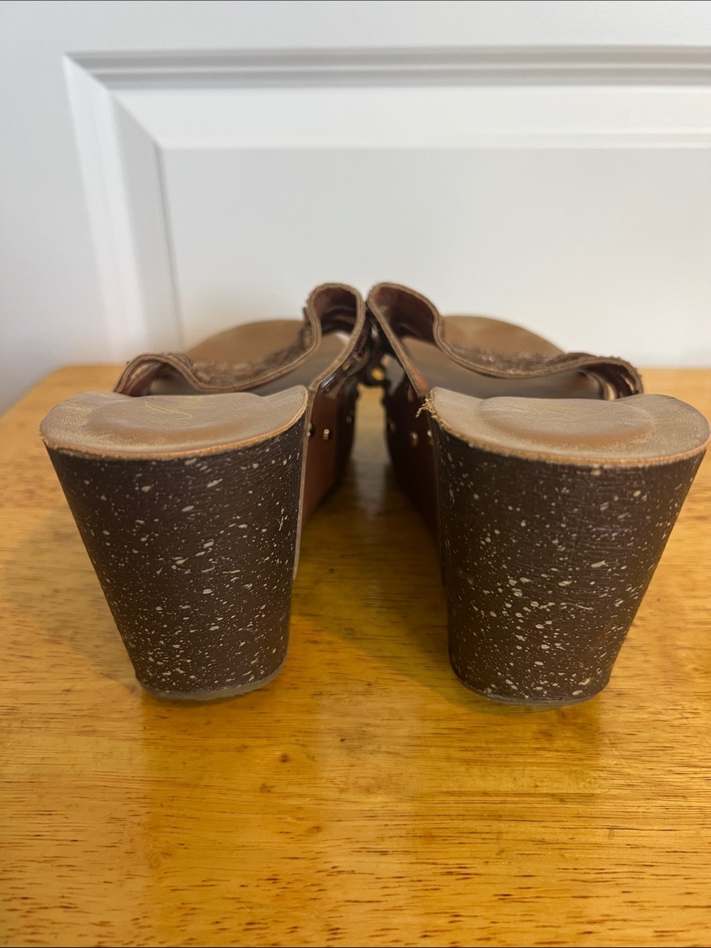 Women’s Brown Studded Wedge Sandals - Picture 4 of 5